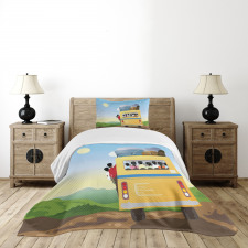 Crowded Yellow Bus Bedspread Set