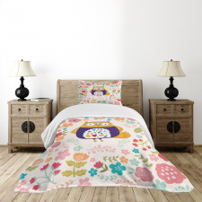 Colorful Bird and Flowers Bedspread Set