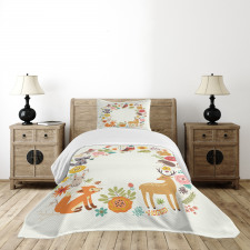 Cartoon Wildlife Pattern Bedspread Set