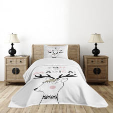 Slogan with Deer Design Bedspread Set