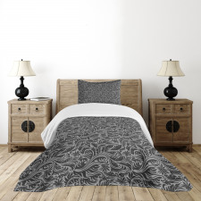 Fern Leaves Flowers Bedspread Set