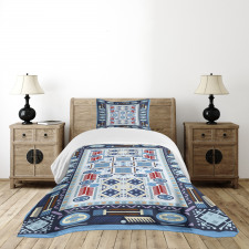 Blue Toned Square Circle Bedspread Set