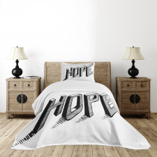 Sketch Letters with Lines Bedspread Set