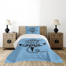 Anchor in the Wavy Ocean Bedspread Set