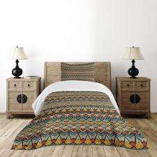 Retro Grunge Geometric Bedspread Set