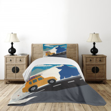 Winter Mountain Road Ski Bedspread Set