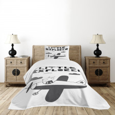 Hand Drawn Bunny Plane Bedspread Set