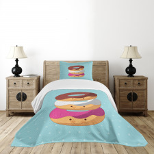 Kawaii Cartoon Donuts Bedspread Set