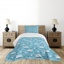 Ships Boats and Helms Bedspread Set