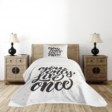 Hand Drawn Popular Words Bedspread Set