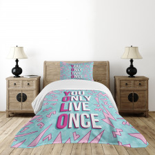 Abstract Shapes and Words Bedspread Set