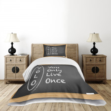 Life Words on Chalkboard Bedspread Set