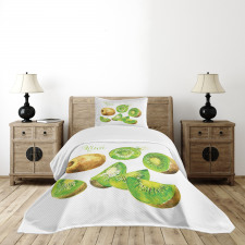 Exotic Vegan Kiwi Pattern Bedspread Set