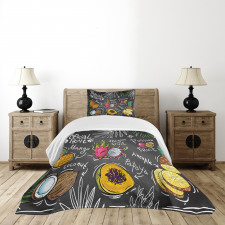 Mango Dragon Fruit Papaya Bedspread Set