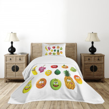 Banana Grape Pear Avocado Bedspread Set