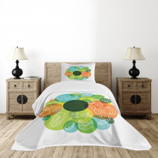 Doodle Vegan Pattern Bedspread Set