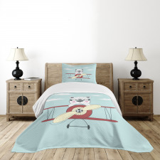 Pilot Bear in Plane Bedspread Set