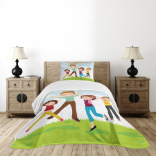 Happy Mom Dad and Kids Bedspread Set