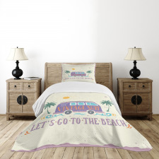 Grunge Beach Words Bedspread Set