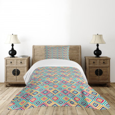 Diagonal Squares Retro Bedspread Set