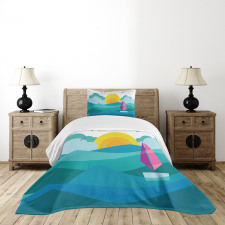 Sunny Sea Sail Ship Bedspread Set