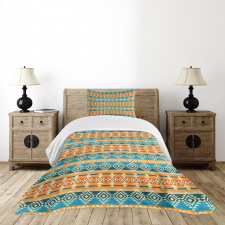 Folk Motifs Strips Bedspread Set