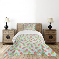 Doodle Style Pineapple Bedspread Set