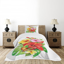 Colorful Hibiscus Blooming Bedspread Set