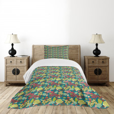 Colorful Bedding Plants Bedspread Set