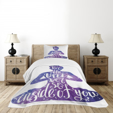 Female Silhouette Words Bedspread Set