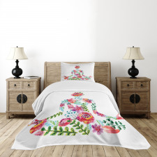 Silhouette with Flowers Bedspread Set