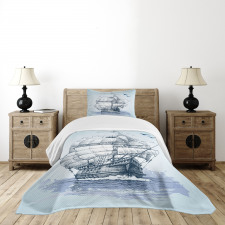 Old Ship at Sea Bedspread Set