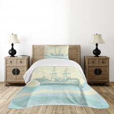 Ship Waves Clouds Bedspread Set