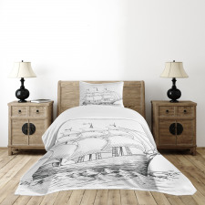 Medieval Ship Sea Bedspread Set