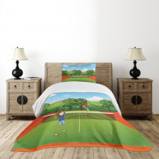 Friends Play Tennis Bedspread Set