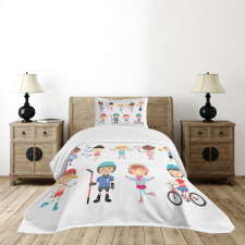 Hockey Player Skating Bedspread Set