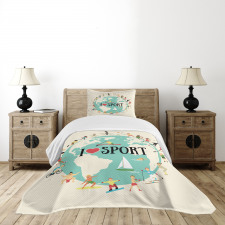 I Love Sports Words Bedspread Set