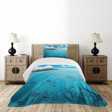 Fishes Sea Mountain Bedspread Set