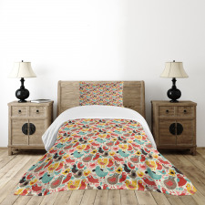 Whimsical Colorful Birds Bedspread Set