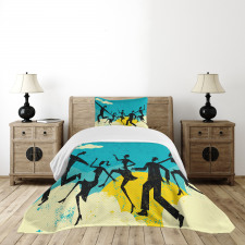 Grunge Silhouette Dancing Bedspread Set