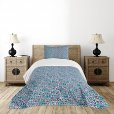 Geometric Contrast Leaf Bedspread Set