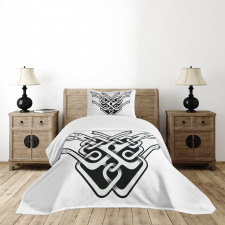 Old Style Dog Heads Bedspread Set