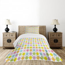 Dashed Argyle Pattern Bedspread Set