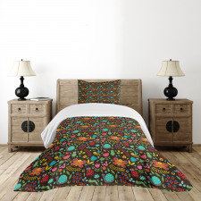 Cartoon Insects Playing Bedspread Set