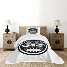 Black Maori Mask Design Bedspread Set