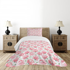 Stamped Peony Design Bedspread Set