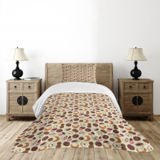 Donuts and Coffee Art Bedspread Set