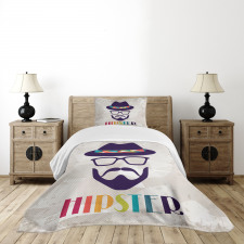 Man Hat Glasses Beard Bedspread Set