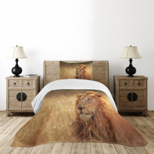 Male Lion Grass Field Bedspread Set