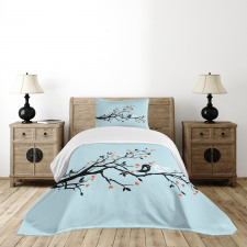 Happy Bird Couple Bedspread Set